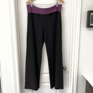 GAP Body Black Yoga Pants Purple Foldover Waist Size L